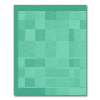 Mint Green Geometric Layered Blocks Rug
