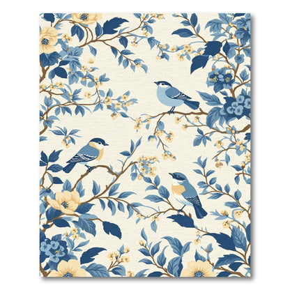 Blue Birds And Yellow Floral Branches Rug