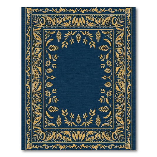 Ornate Gold Laurel Vine Border Rug