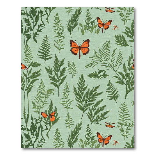 Orange Butterfly Fern Forest Rug