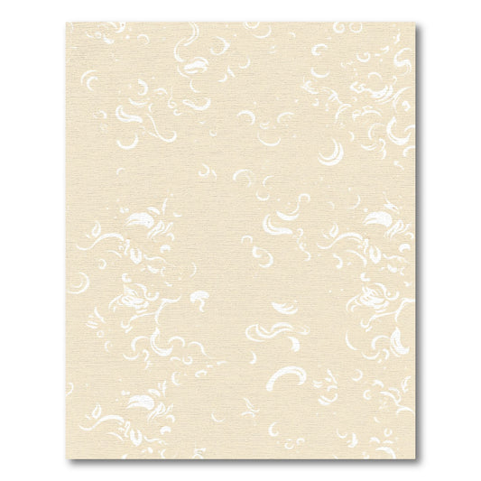 Cream White Floral Swirl Composition Rug