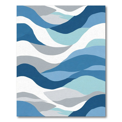 Abstract Blue Wave Layers Rug