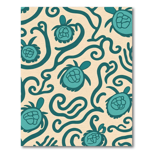 Teal Turtle Swirl Arrangement Rug