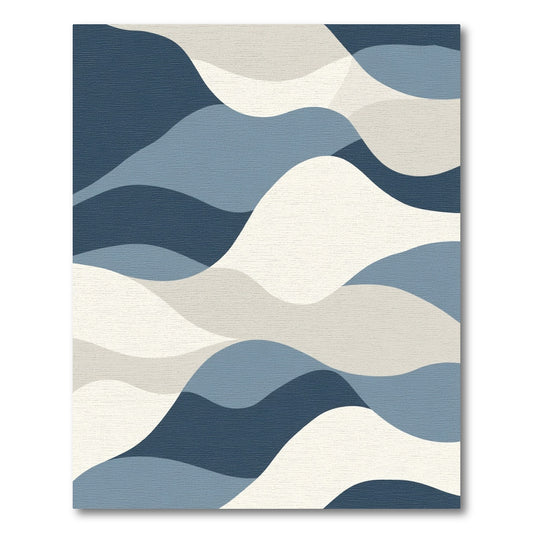 Deep Blue Serene Landscape Waves Rug