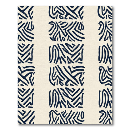 Deep Blue Abstract Maze Blocks Rug