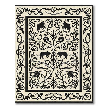 Natural Black Bear Foliage Vine Rug