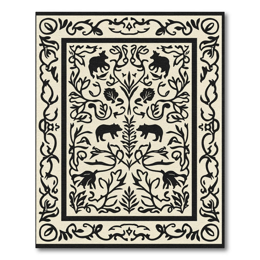 Natural Black Bear Foliage Vine Rug