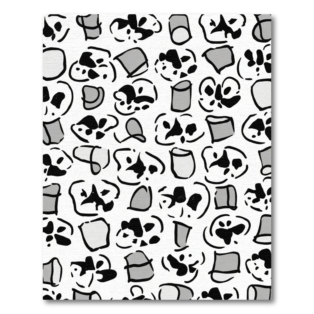 Monochrome Abstract Doodle Shapes Rug