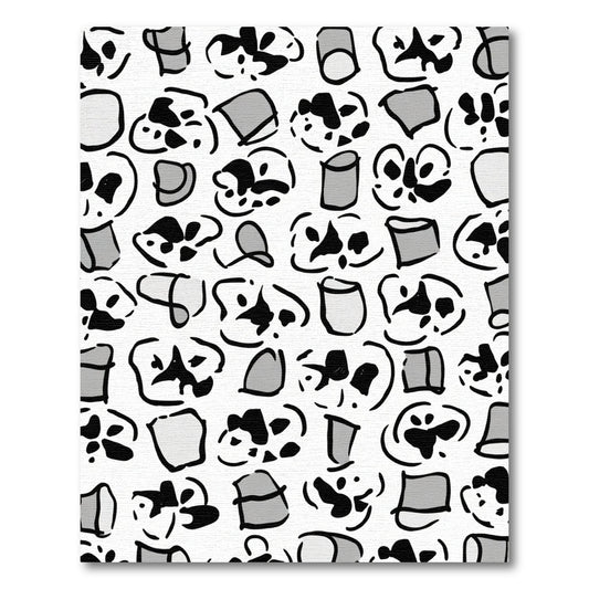 Monochrome Abstract Doodle Shapes Rug