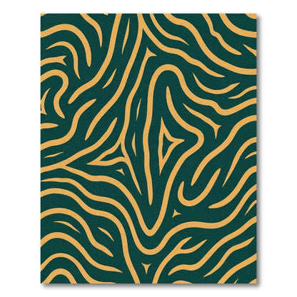 Deep Teal Yellow Abstract Swirl Rug