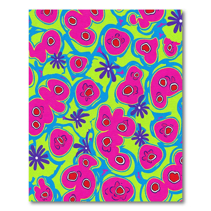 Vibrant Fuchsia Floral Abstract Swirl Rug