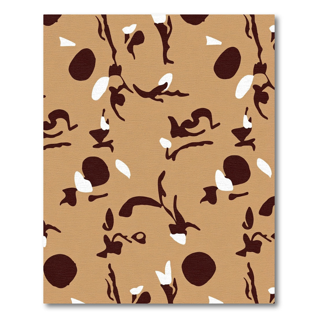 Brown White Abstract Organic Shapes Rug