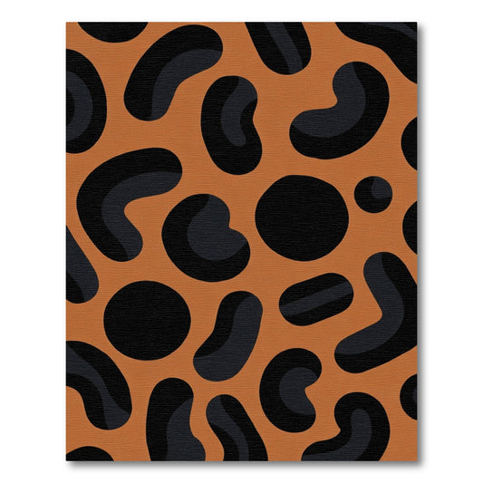 Burnt Orange Black Abstract Blob Rug