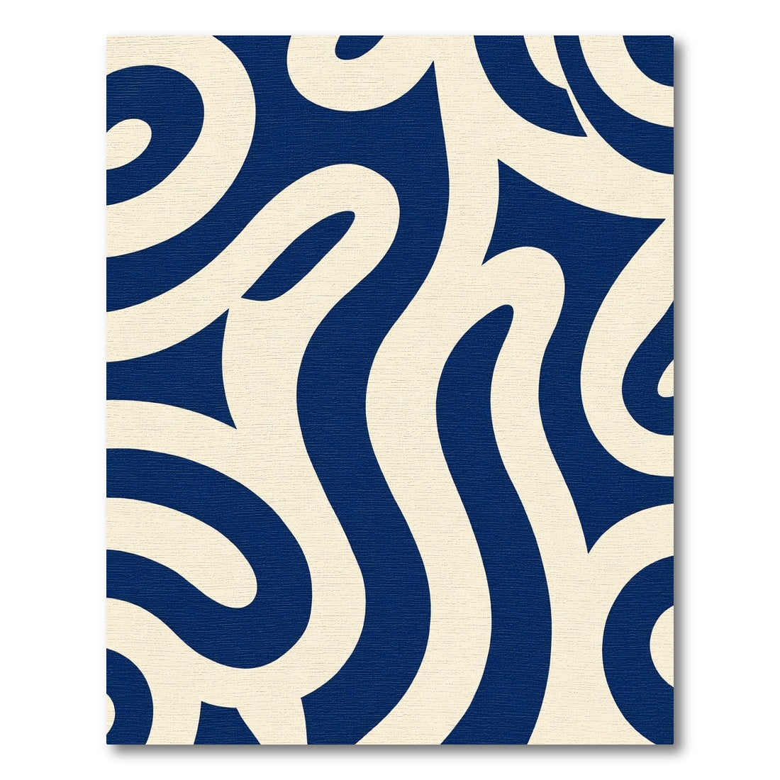 Navy Cream Swirling Curving Lines Rug