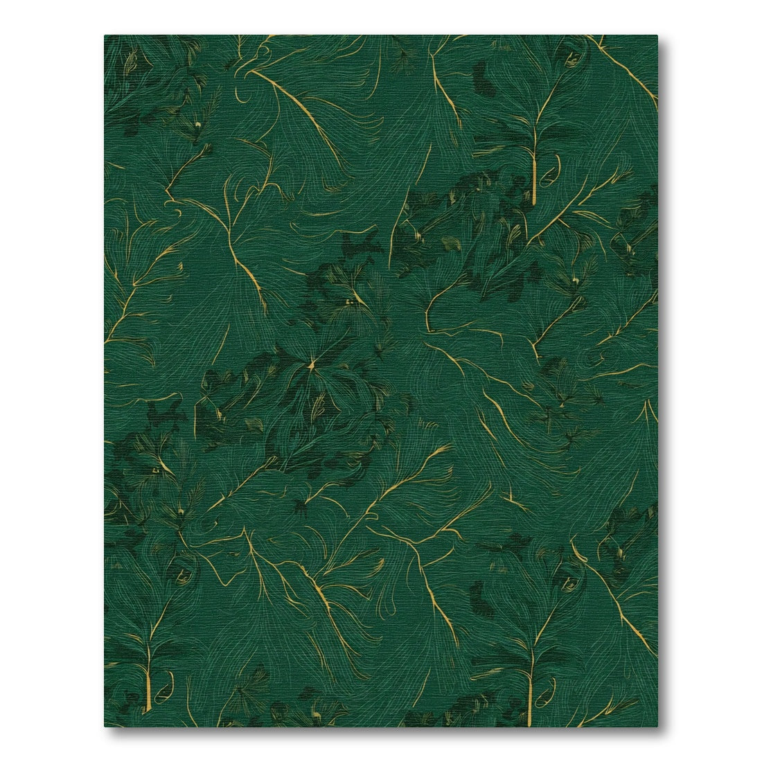Emerald Gold Feather Swirl Rug