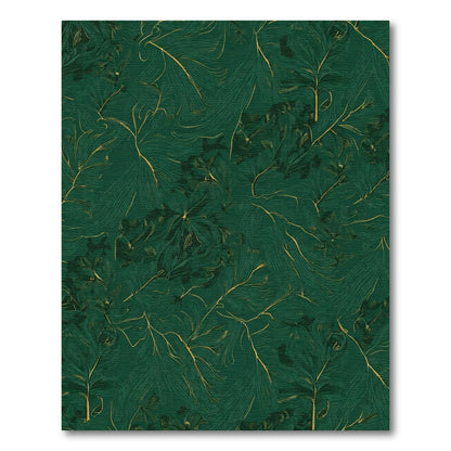 Emerald Gold Feather Swirl Rug