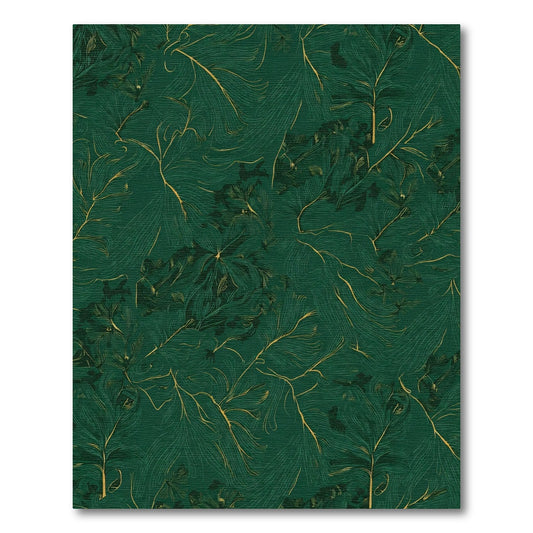 Emerald Gold Feather Swirl Rug