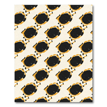 Bold Black Ochre Abstract Cluster Rug