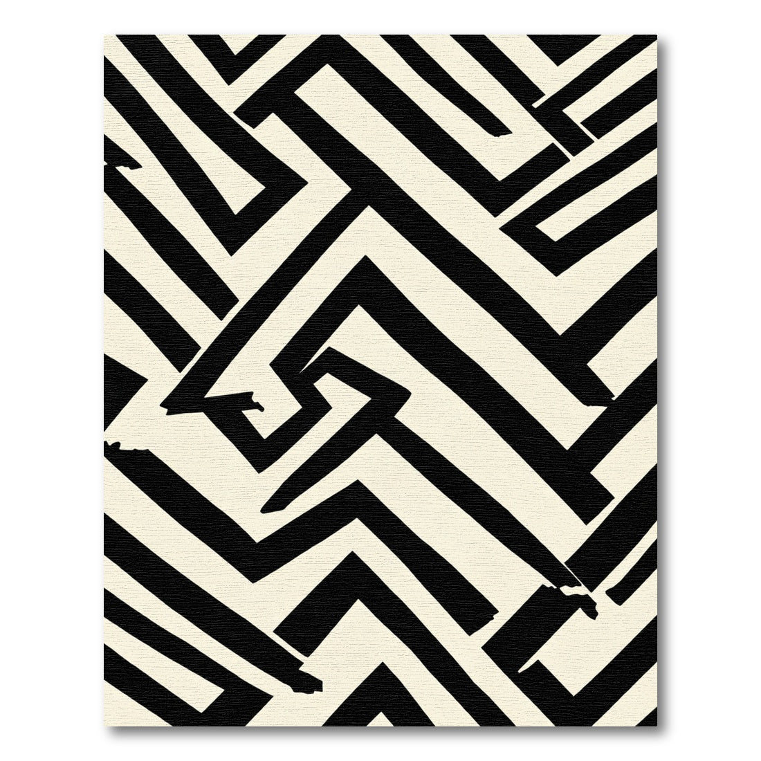 Bold Black Cream Geometric Maze Rug