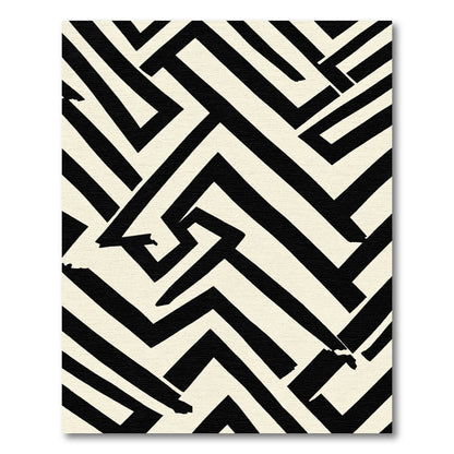 Bold Black Cream Geometric Maze Rug