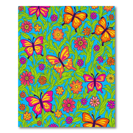 Vibrant Butterflies Garden Foliage Rug