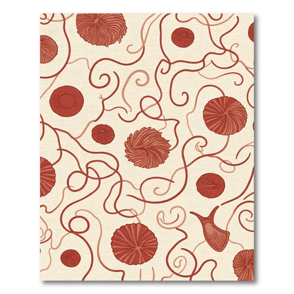 Crimson Floral Swirls Cream Rug