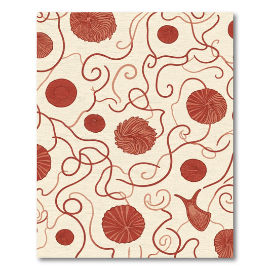 Crimson Floral Swirls Cream Rug