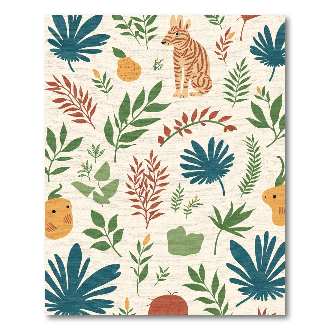 Terracotta Zebra Jungle Foliage Rug