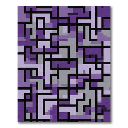 Purple Geometric Interlocking Lines Rug