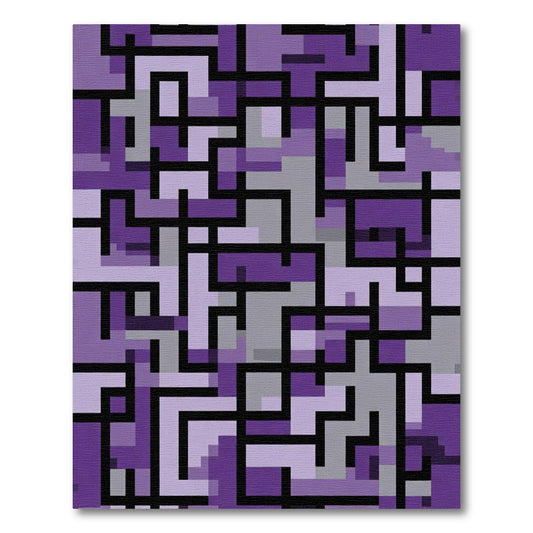 Purple Geometric Interlocking Lines Rug