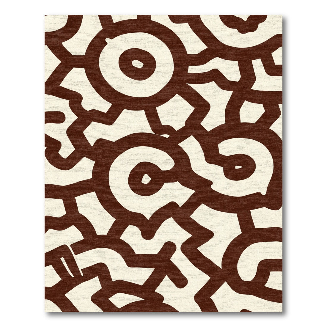 Abstract Cream Brown Spiral Medallion Rug