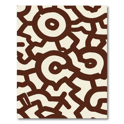 Abstract Cream Brown Spiral Medallion Rug