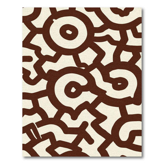 Abstract Cream Brown Spiral Medallion Rug