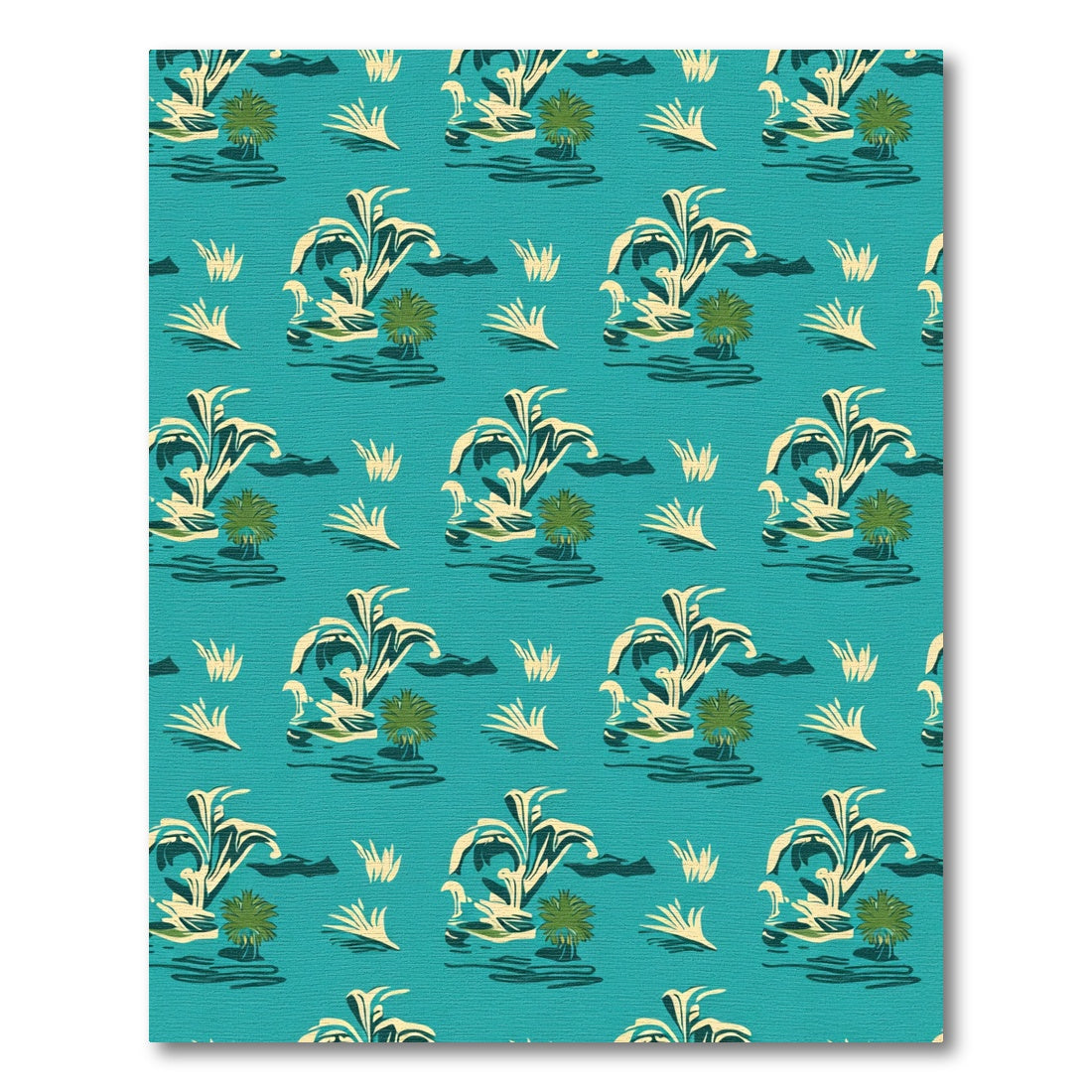 Teal Tropical Leaf Lush Landscape Rug