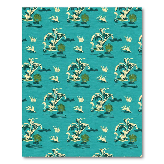Teal Tropical Leaf Lush Landscape Rug