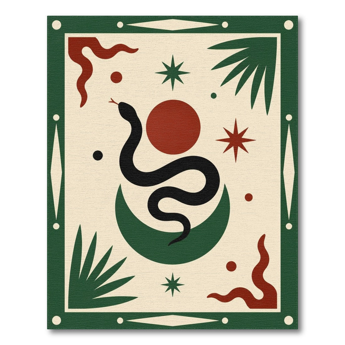 Green Snake Moon Abstract Area Rug