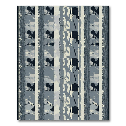 Pixelated Blue Gray Vertical Stripe Rug