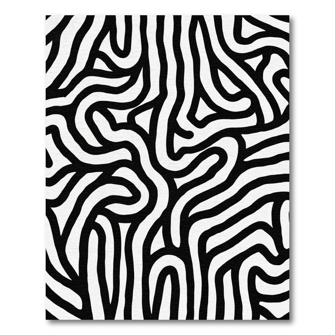 Abstract Black White Organic Swirl Rug