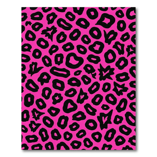 Magenta Black Jagged Spots Rug