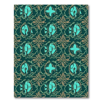 Teal Ocean Life Swirls Rug