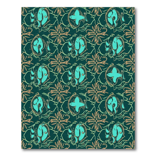 Teal Ocean Life Swirls Rug
