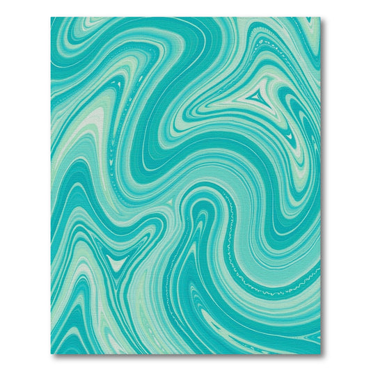 Teal Fluid Wave Swirl Rug