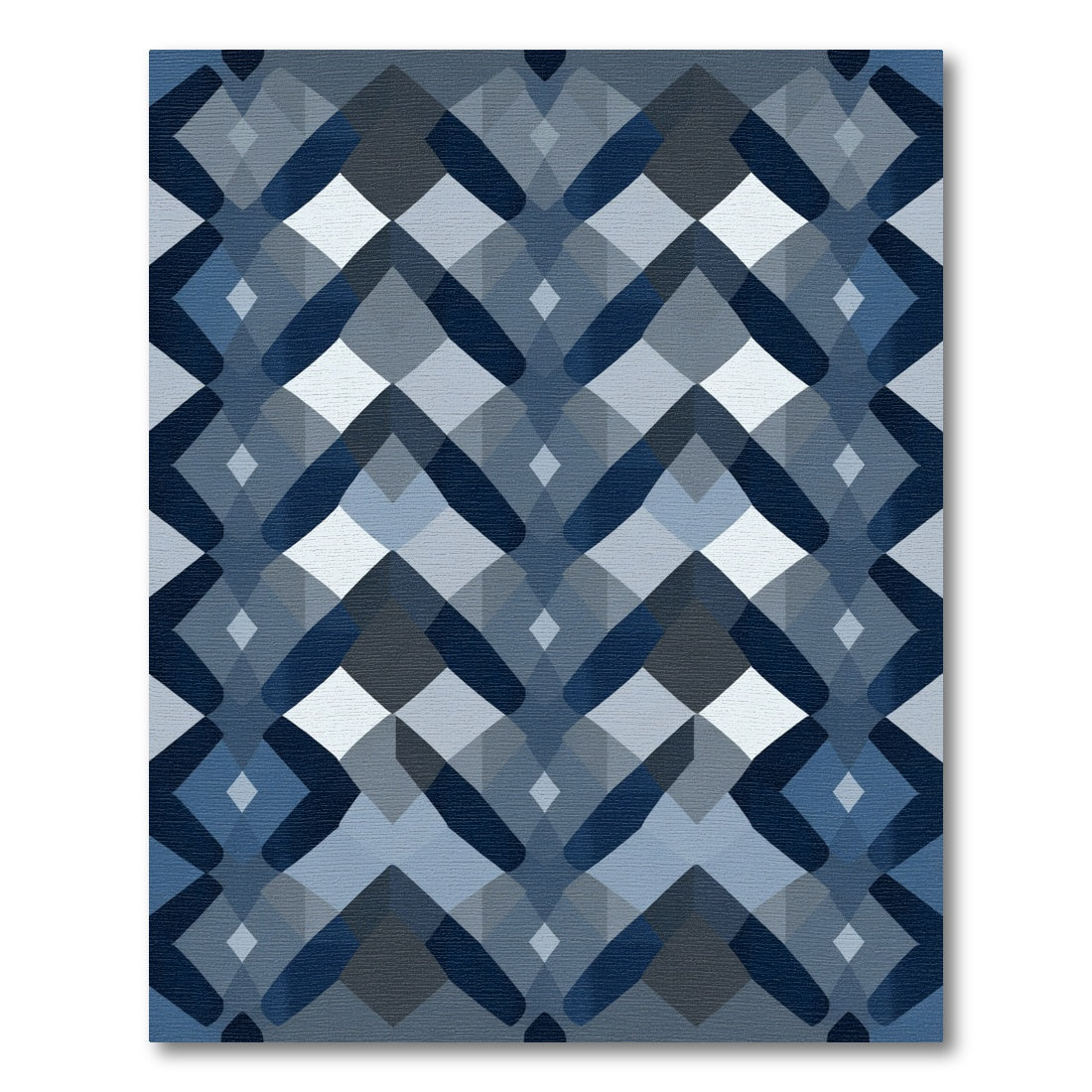 Deep Blue Modern Geometric Diamond Rug