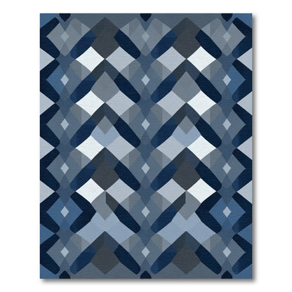 Deep Blue Modern Geometric Diamond Rug