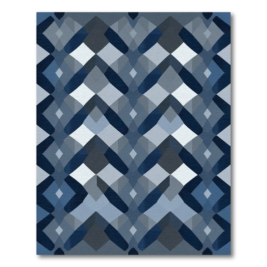 Deep Blue Modern Geometric Diamond Rug