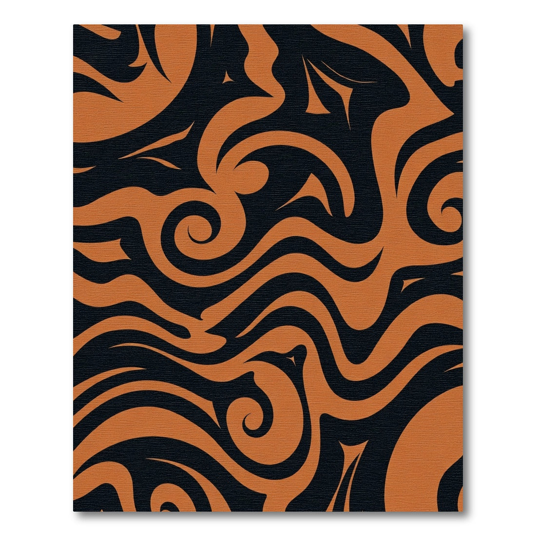 Bold Orange Swirls Black Abstract Rug