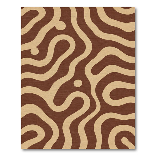 Earthy Brown Abstract Swirl Rug