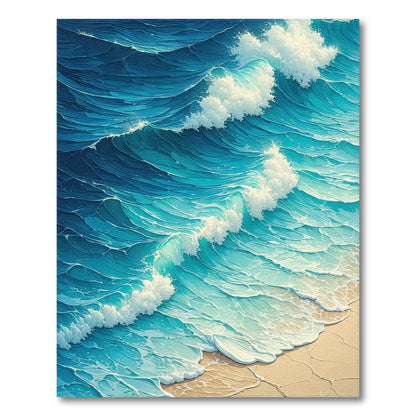 Foamy Crashing Turquoise Waves Rug