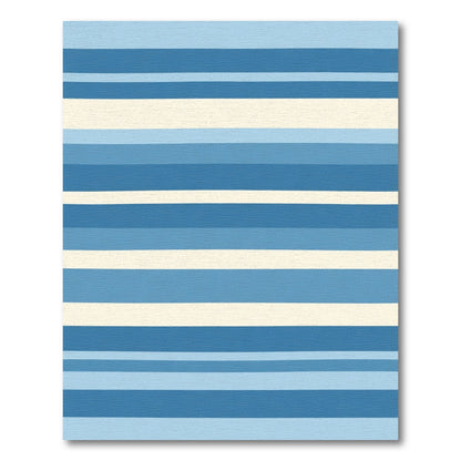 Modern Multi Tone Blue Stripe Rug