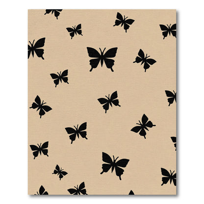Black Butterfly Pattern On Beige Rug